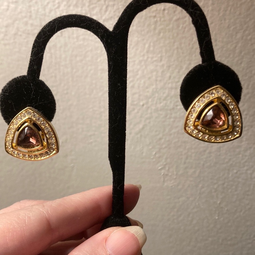 Christian Dior amethyst and diamond costume clip back earrings